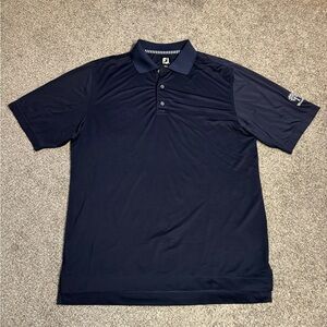 Footjoy FJ Blue Navy Golf Polo Shirt Mens Size M Medium Logo Wooster CC